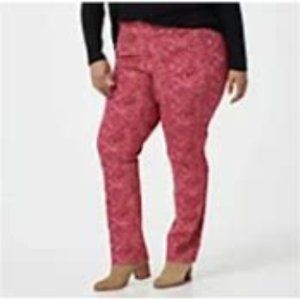 Isaac Mizhari Live! 24/7 Stretch Ikat Paisley Slim-Leg Pants - Petite Plus
